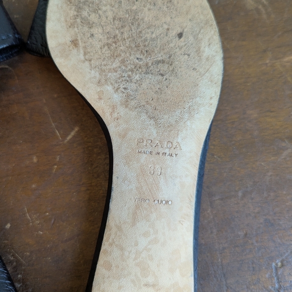 Prada Black Leather Heeled Mules READ - Picture 7 of 8